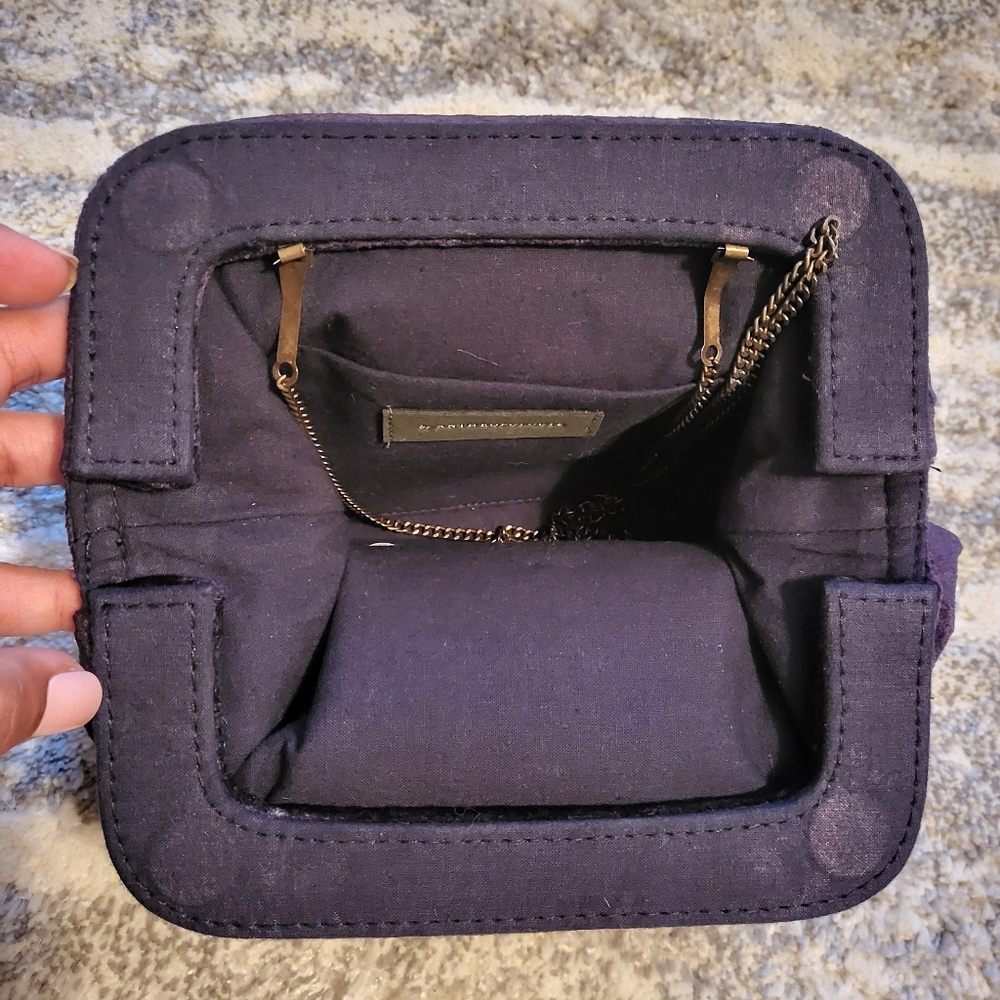 Anthropologie Mollie Midnight Navy Velvet Clutch - Picture 5 of 9